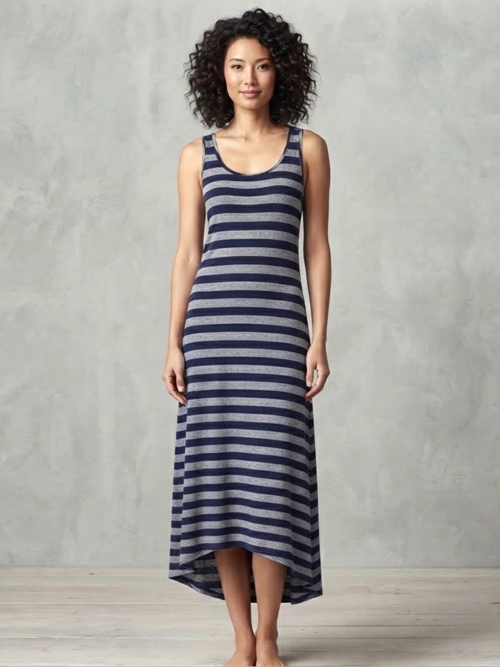 JACOB Striped Sleeveless Jersey Maxi Dress with Hi-Lo Hem - Sz M